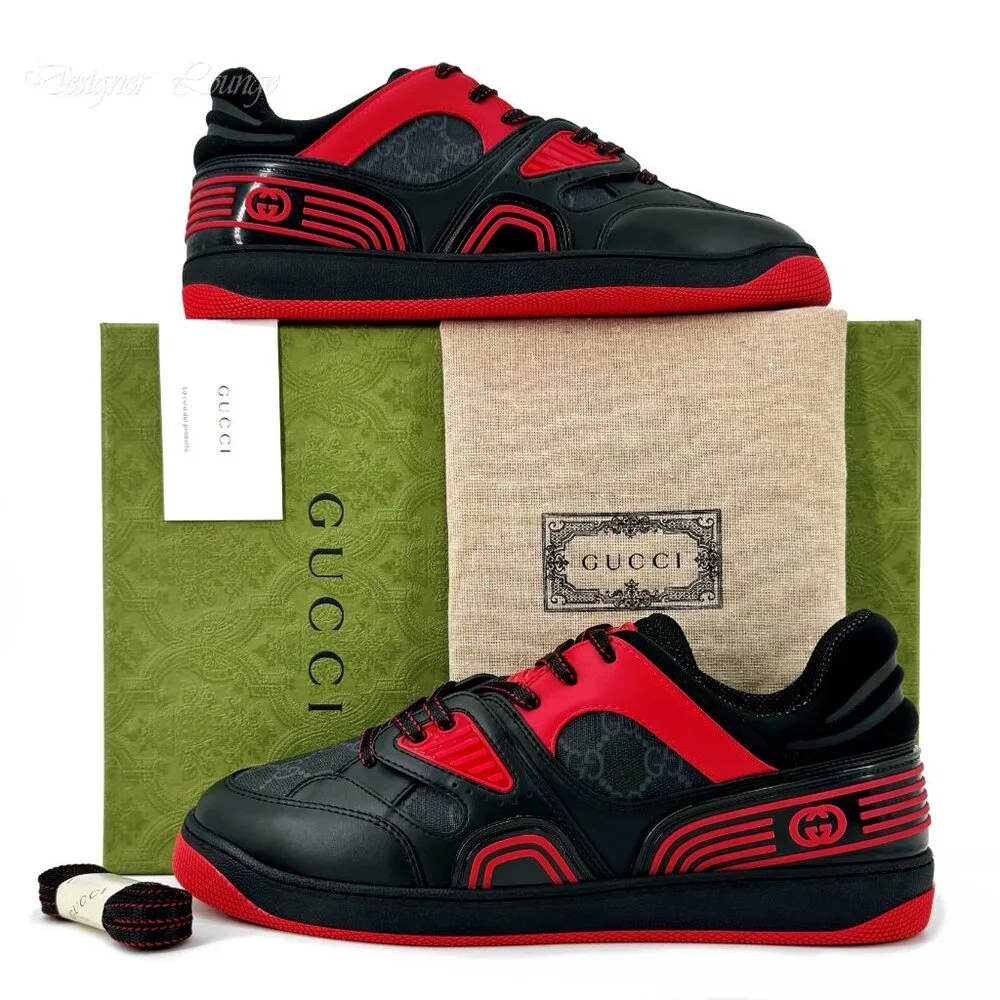 NEW GUCCI Demetra GG Supreme Canvas Basket Low Top Sneakers G 8.5 / US 9